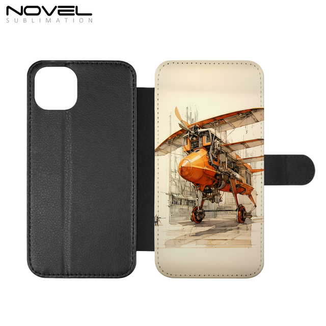 Personalized Blanks PU Leather Sublimation Phone Wallet Cases Inside TPU with Card Slot for iPhone 15/15plus/15pro/15Pro Max