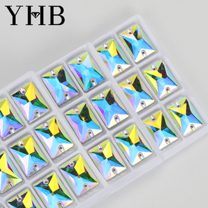 Yhb หินแก้วคริสตัลทรงสี่เหลี่ยมขนาดใหญ่ทรงแฟนซีเย็บติดด้านหลังเรียบบนพลอยเทียมสำหรับเสื้อผ้ากระเป๋าชุดแต่งงาน - Product Image 6