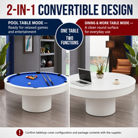 Table de billard de luxe ronde de 8 pieds, 2 en 1, avec plaque de couverture, table de conférence