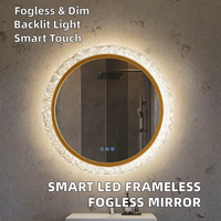 Miroir LED intelligent sans cadre pour salle de bain, interrupteur tactile, anti-buée, intensité réglable, design moderne, IP44, verre flotté, éclairé, pour hôtel et appartement