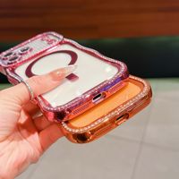 Coque magnétique ondulée électroplaquée avec strass pour iPhone 17 Air 16 15 14 13 Pro Max 16 Plus, étui pare-chocs en TPU scintillant avec cristaux