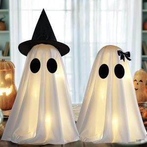 Decoración <span class=keywords><strong>de</strong></span> tela para fiesta <span class=keywords><strong>de</strong></span> Halloween en interiores, fantasma <span class=keywords><strong>de</strong></span> Halloween <span class=keywords><strong>con</strong></span> batería, decoración <span class=keywords><strong>con</strong></span> sombrero <span class=keywords><strong>de</strong></span> <span class=keywords><strong>bruja</strong></span> y lazo, fantasma <span class=keywords><strong>de</strong></span> Halloween iluminado <span class=keywords><strong>de</strong></span> pie - Product Image 3
