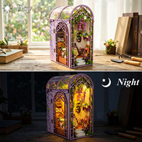 Kit de maison miniature DIY Minihaven 3D Book Nook Jardin de glycine violette Insert de étagère en bois Jouet Cadeau