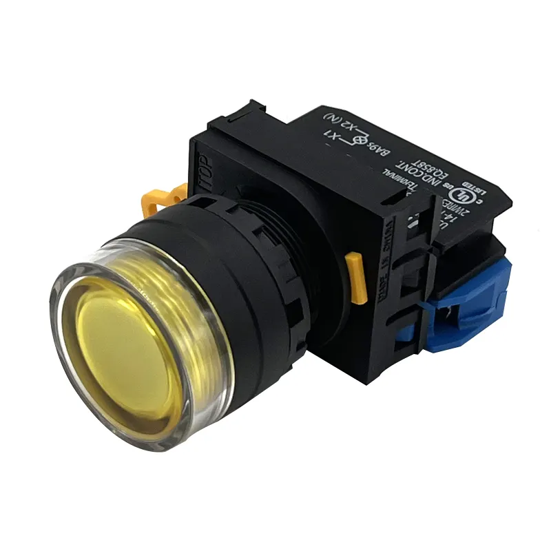 Interruptor IDEC de YW1L-MF2E10Q4Y, pulsador de Reajuste automático con indicador de luz amarilla, componentes de control de YAMAT
