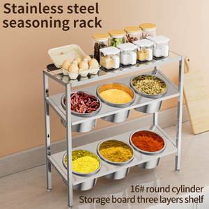 Stainless Steel Multi Layer <b>Spice</b> <b>Rack</b> With 6 Bowls For Seasonings Condiments Storage Stackable Kitchen <b>Organizer</b> L Size - Product Image 2
