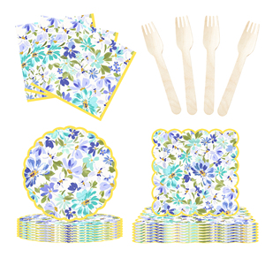 Platos y Servilletas de Papel con Diseño de Flores Silvestres DAMAI, Juego de Vajilla Floral para Decoraciones de Primavera, para 6 Personas - Product Image 3