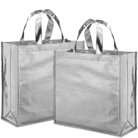 Sac de shopping réutilisable pliable irisé en non-tissé argenté doré métallisé laser pp Sac fourre-tout à sublimation Fermeture à glissière Logo personnalisé