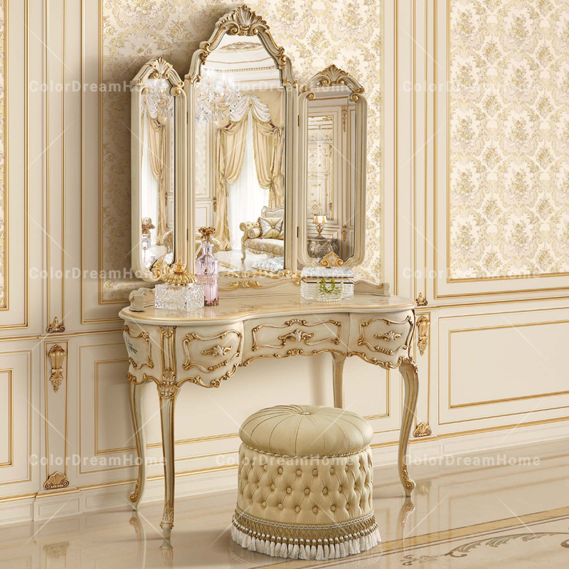 Verified Supplier Luxury Royal Dressing Table Solid Wood Construction |  Alibaba.com