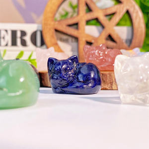 Wholesale Healing Stone Crystal Carving Sleeping <strong>Cat</strong> Natural Mix Crystal Carved Cute <strong>Cat</strong> <strong>Figurine</strong> - Product Image 5