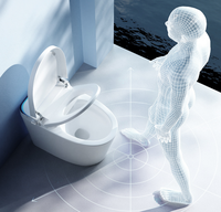 Toilette intelligente de luxe haut de gamme avec capteur de pied automatique, télécommande incluse, drainage en S, toilette intelligente monobloc
