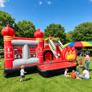 Castillo Inflable Comercial <span class=keywords><strong>Winway</strong></span> de PVC, Tobogán Inflable con Diseño de Camión de Bomberos, Rojo, 6x4M, para Más de 10 Pasajeros, Fácil de Instalar, Alquiler para Fiestas Infantiles - Product Image 2