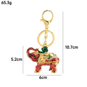 Portachiavi simpatico elefante Luxury smaltato scintillante portachiavi con ciondolo in cristallo borsa con strass borsa accessori per chiavi auto - Product Image 4