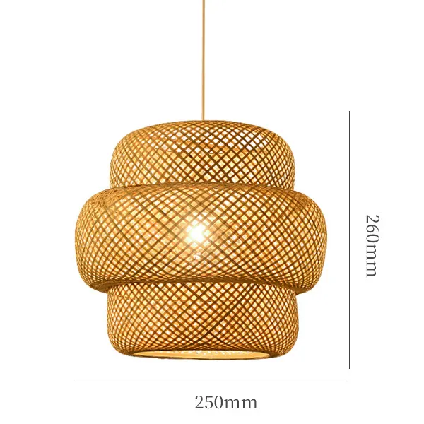 Luminária de teto em tecido vintage, luminária pendente em rattan de bambu natural tecida à mão para restaurante