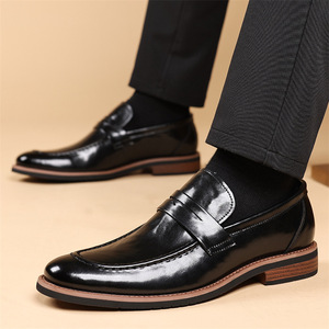 Mocasines de Vestir para Hombre, Parte Superior de PU, Transpirables, Impermeables, Antideslizantes, Cómodos, Resistentes, para Oficina, Bodas, Suela de Goma - Product Image 2