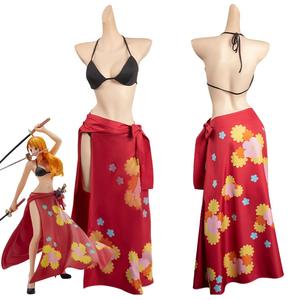 Nuevo Traje de Baño Largo de una Pieza con Estampado de Flores para Mujer, Disfraz de Anime de <span class=keywords><strong>Nami</strong></span>, Sexy, para Adultos, Vestido de Fiesta de Halloween - Product Image 1