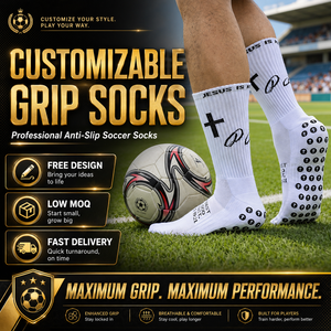 Chaussettes de football antidérapantes personnalisables avec grip, coussinets en tissu éponge absorbant la transpiration, chaussettes de football OEM avec logo personnalisé, taille pour hommes, jeunes et équipes - Product Image 1