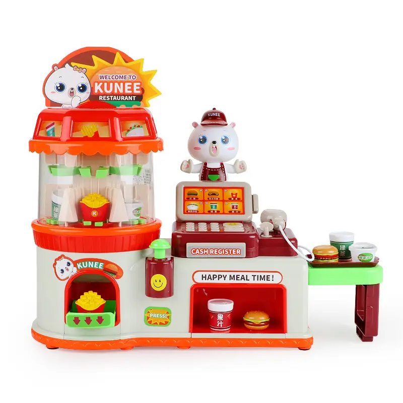 Kunee convenience store vending machine cash register electric vending machine hamburger set play house plastic toys