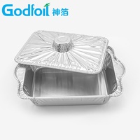 Pot en aluminium rond carré de 8 pouces de qualité supérieure, 39 oz, plat à gratin profond, contenants à soupe jetables avec couvercles en aluminium assortis
