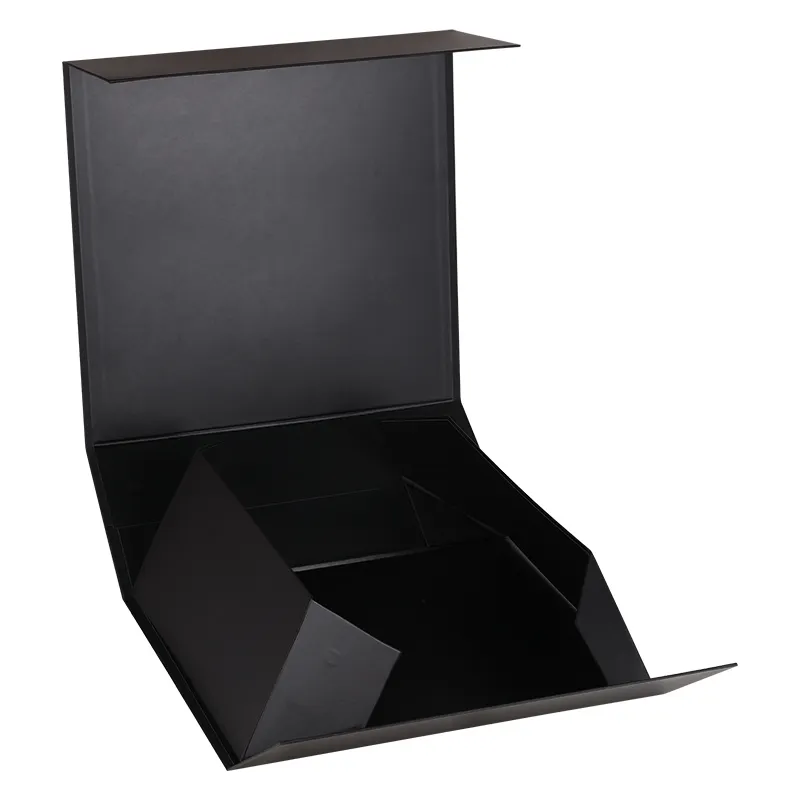 Mat siyah lüks katlanır ambalaj büyük karton mıknatıslı hediye kutusu özel katlanabilir manyetik hediye kutuları manyetik kapaklı