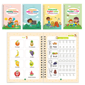 Cahier à spirales en papier pour enfants <span class=keywords><strong>de</strong></span> 3 à 5 ans, apprentissage précoce éducatif, format A3, alphabet et chiffres, 80 <span class=keywords><strong>pages</strong></span> - Product Image 3