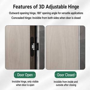 Charnière invisible robuste 3D réglable 130x28mm 60KG en alliage de zinc noir mat pour portes de villas et hôtels - Product Image 5