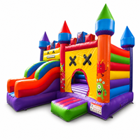 Château gonflable commercial avec double toboggan, thème sportif, combo château gonflable pour enfants pour fête en plein air