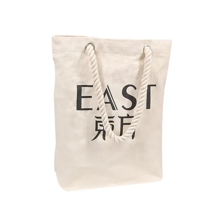 Wholesale printed eco friendly large capacity shopping cotton canvas custom tote bag with rope handles