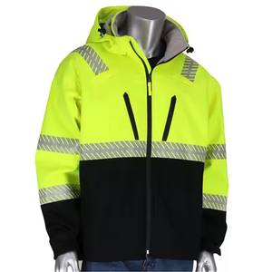 Chaqueta de bombardero de seguridad reflectante de alta visibilidad para el trabajo impermeable Forro polar con cremallera Fondo negro - Product Image 5