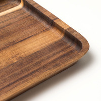 Plateau de service carré en bois d'acacia 17 cm, petit plateau à thé, à collation ou à dessert, logo personnalisé, vente en gros