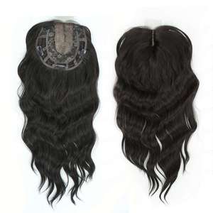 Topper de Cabello Sintético Suave para Mujer, con Encaje Frontal y Clips, Estilo Ondulado, Ligero, Media Peluca - Product Image 4