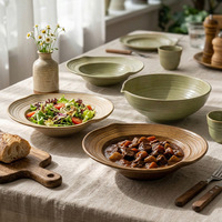 Keramik-Essteller im Farmhaus-Stil mit geriffelter Oberfläche, Servierteller für den täglichen Haushalt, Wochenend-Brunch und Partys
