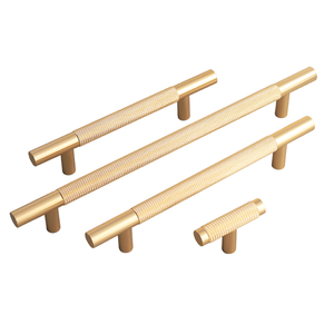 Modern Simple Gold Cabinet Wardrobe <strong>Door</strong> Round Rod Handle Knurling Carved Zinc Alloy Drawer Pulls - Product Image 1
