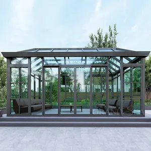 Grandsea Hot sell Customized Curved Low-E Aluminium Unique Glass Free Standing Sunrooms for Garden