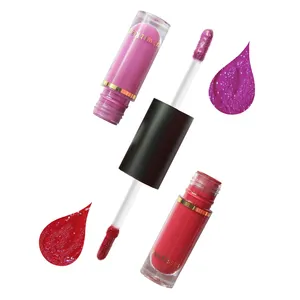 Lipstik Lip Gloss Matte Tanpa Label, Lip Gloss Cair Dua Warna Warna Ganda