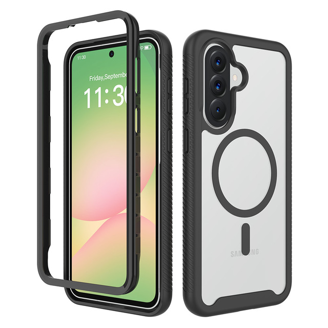 2 in 1 Rugged Phone Cover with Magnetic for samsung galaxy A57 Armor Shockproof Hard PC Mobile Phone case for A56 A06 A07 A17