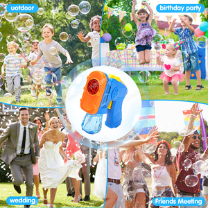 WANNA BUBBLES OEM/ODM Großhandel 4-Loch Mehrfarbiger Batteriebetriebener Seifenblasen-Blaster aus Kunststoff, Outdoor-Spielzeug Seifenblasenpistole - Product Image 3
