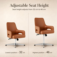 Fauteuil de loisirs design en cuir marron clair, base carrée à quatre griffes, robuste, inclinaison du dossier à 25 degrés, pivotant, idéal pour le bureau – Vente directe usine