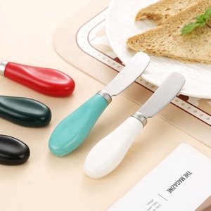 Couteau à beurre en acier inoxydable avec manche en céramique, petit couteau à dessert avec spatule à confiture pour pain, fromage, crème et fromage à tartiner - Product Image 4