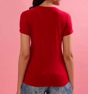 T-shirt en coton pour femme, col rond, manches courtes, coupe classique, élégant, décontracté, couleur unie, tricoté, respirant, anti-rides, été - Product Image 1