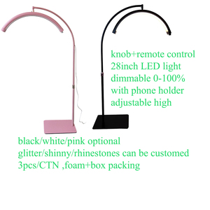 नॉब रिमोट कंट्रोल एलईडी फर्श सौंदर्य लैंप समायोज्य चमक 28 इंच आधा चंद्रमा प्रकाश सफेद सैलून कस्टम ग्लिटर - Product Image 4