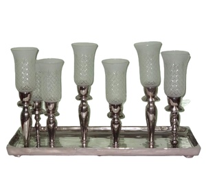 Porte-bougie avec plateau, décoration de mariage, pièce maîtresse, décoration d'intérieur, support de bougie en métal de luxe, porte-bougie fantaisie - Product Image 1