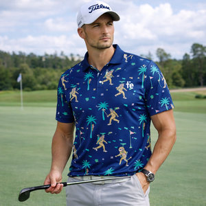โพลีเอสเตอร์ 95% สแปนเด็กซ์ 5% แห้งเร็ว ระบายความชื้นได้ดี เสื้อโปโลกอล์ฟพิมพ์ลายตลกสำหรับผู้ชาย ออกแบบเองได้ - Product Image 2