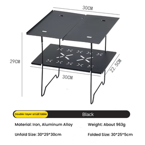 <span class=keywords><strong>Table</strong></span> de <span class=keywords><strong>camping</strong></span> pliante, <span class=keywords><strong>table</strong></span> de pique-nique compacte en métal à <span class=keywords><strong>double</strong></span> couche, <span class=keywords><strong>table</strong></span> de <span class=keywords><strong>camping</strong></span> portable pour l'extérieur - Product Image 5