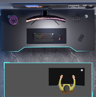 WDY Bureau Gaming Ordinateur E-sports Fibre de Carbone Noir Table PC Gaming