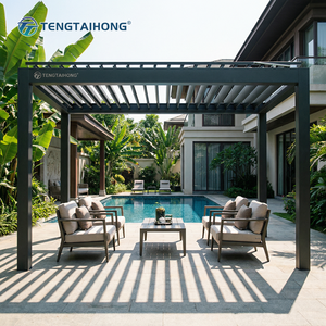 Pérgola de Aluminio con Techo de Láminas, Impermeable, de Instalación Rápida y Personalizable, para Jardín Residencial - Product Image 1