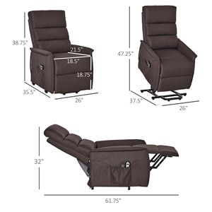 Brown Power Lift Recliner <b>Chair</b> With and <b>Vibration</b> Features for Living Room Bedroom or Office Use D0100XU6STV Elevating Recliner - Product Image 2