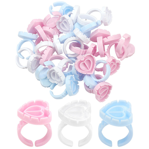 Anillos de Pegamento para Pestañas Coloridos, en Forma de Corazón, Flor y Mariposa, Mini Soporte Adhesivo de Plástico - Product Image 3