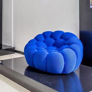 Sillón tapizado de tela de malla innovadora de diseñador nórdico, Sillón relajante redondo curvo textil elástico de 1/2/<span class=keywords><strong>3</strong></span> <span class=keywords><strong>plazas</strong></span> - Product Image 1