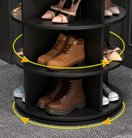 LUMIO Étagère à chaussures circulaire rotative à 360 degrés, 7 niveaux, en plastique PP, pour espaces étroits, rangement d'entrée d'angle, gain de place