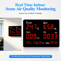 Monitor de calidad del aire interior, detector de CO2, TVOC, temperatura y humedad, pantalla LED de alta precisión con calendario de alarma para el hogar y la oficina